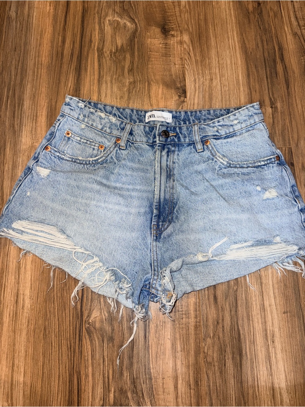 Zara Frayed Hem Jean Shorts Sz 10